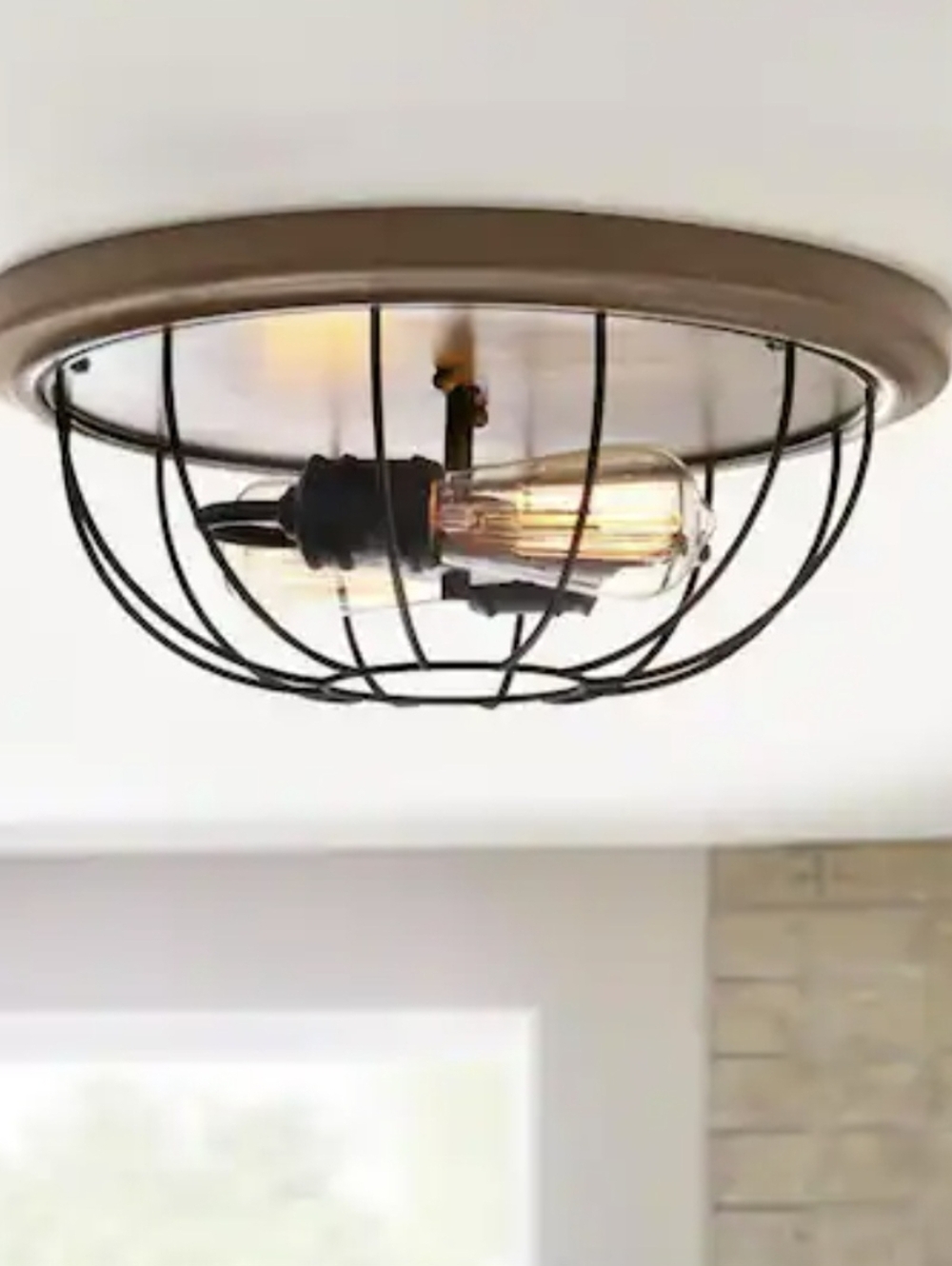 Home Decorators Collection 2-Light Flush Mount Ceiling Light Bronze Open Frame